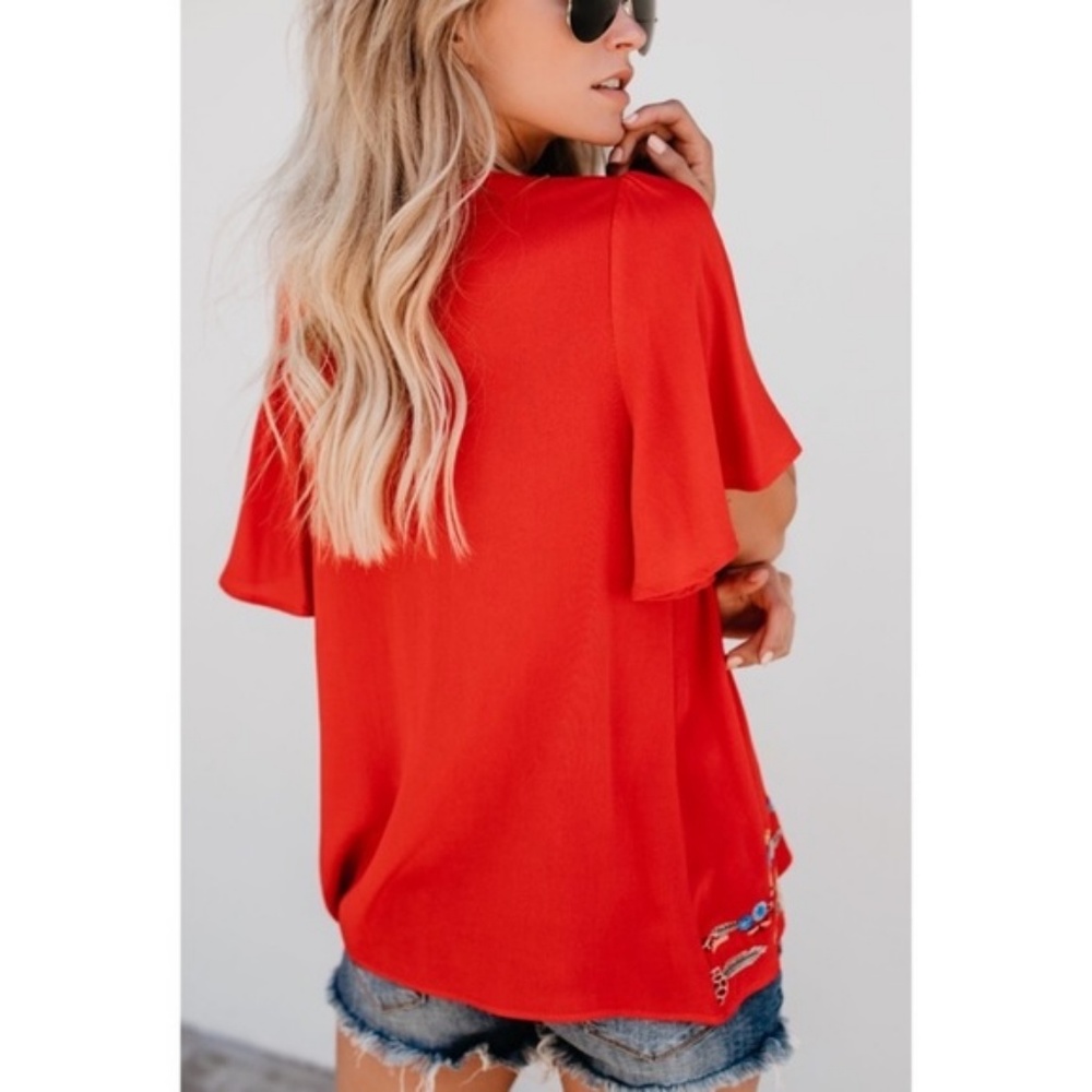 🌟LAST ONE🌟Tomato Embroidered Top - Picture 6 of 7
